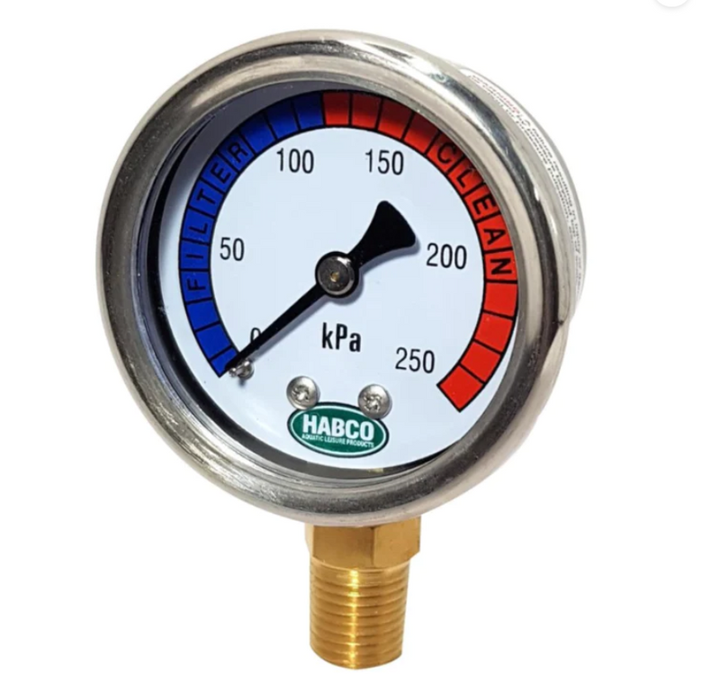 Filter pressure gauge oil filled lower mount (LM) stainless steel Habco