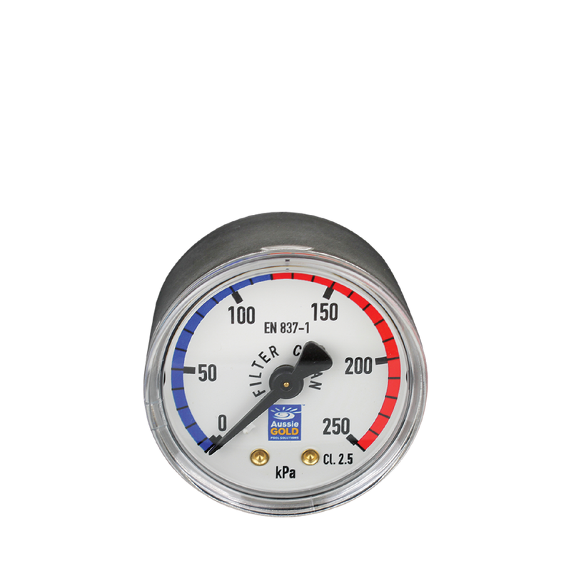 Pool Accessories, Pressure Gauge - Centre Back Mount - Stainless Steel