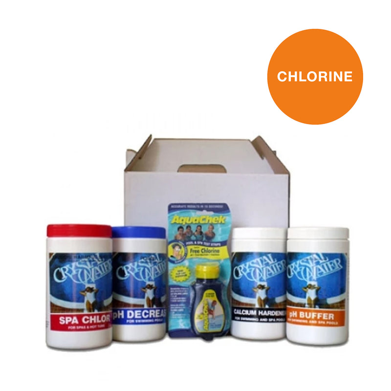 Pool Chemicals, Crystal Water	Spa Startup Kit Chlorine. Start up kit is designed for easy convenience with all the products in one box for your initial spa treatment. 