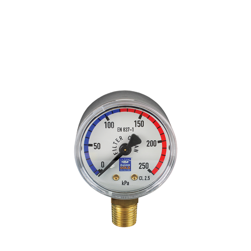 Pool Accessories, Filter Pressure Gauge - Lower Mount - Stainless Steel