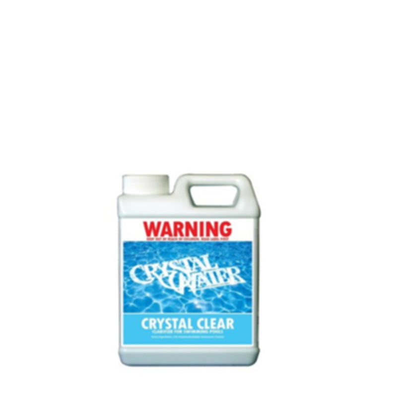 Pool Chemicals, Crystal Water	Pool Clarifier 1L. Clarifier that removes finely suspended particles from cloudy and murky water that the filter cannot normally clean.