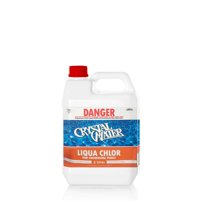 Liquid Chlorine 5 L Liquid chlorine maintains the health of your pool and keeps it clean by destroying and preventing algae/bacteria growth in pool water. 