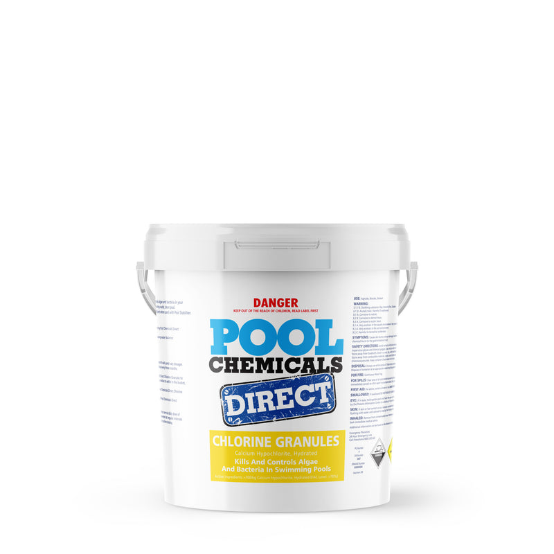 Pool Chemicals, Pool Chemicals Direct Chlorine Granules 10KG. Chlorine Granules maintain the health of your pool and keep it clean by destroying and preventing algae/bacteria growth in pool water. 