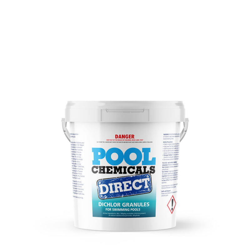 Pool Chemicals, Crystal Water	Pool Dichlor 10KG. Used as a disinfectant, sanitiser, biocide, fungicide and algaecide for pools. 